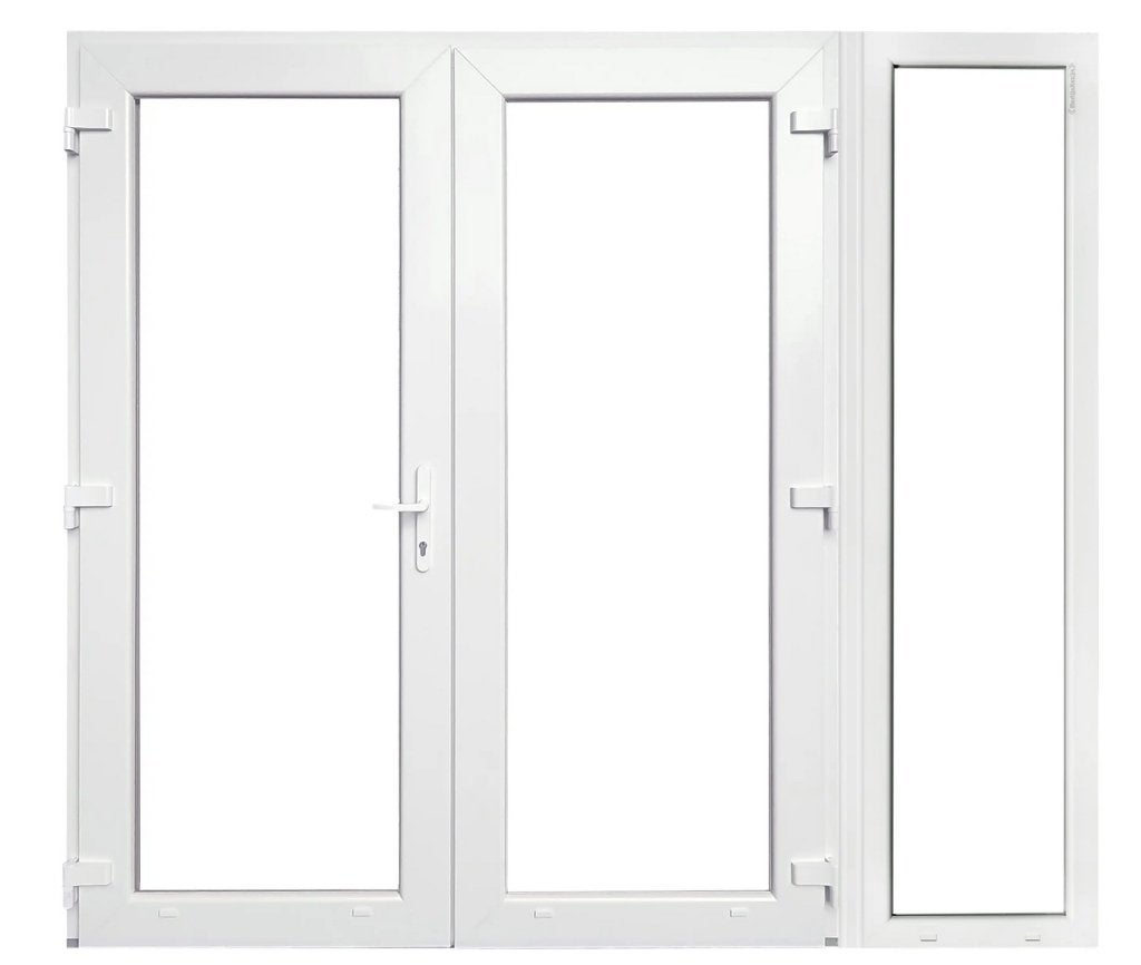 Kunststof Dubbele Deur Met Zijlicht 252,4 X 215 Cm Wit, Niet ingevuld, Kunststof, Niet ingevuld, Nieuw