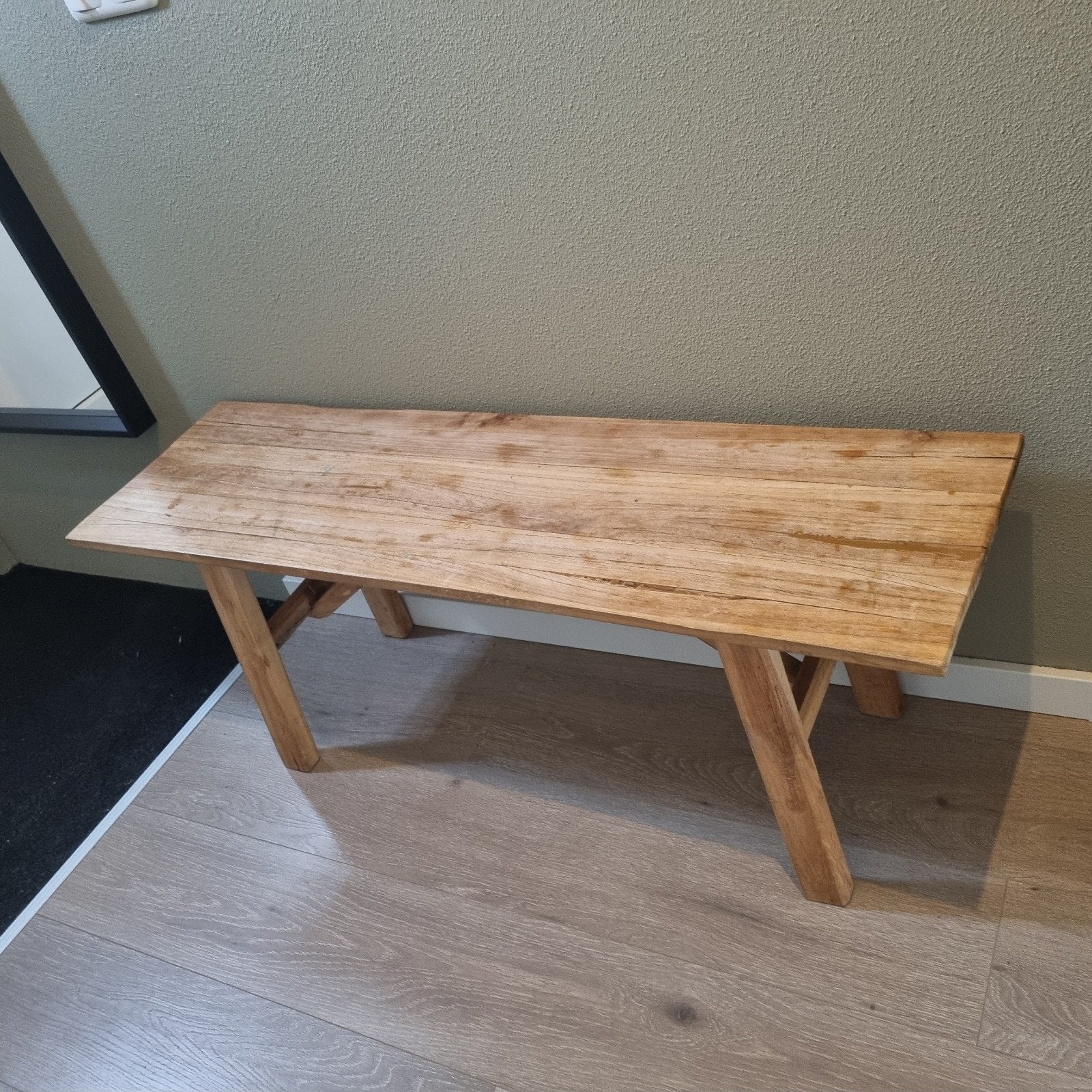 Bankje Leenbakker - ook te gebruiken als salontafel, Huis en Inrichting, Ophalen of Verzenden, Gebruikt, Hout, Eén