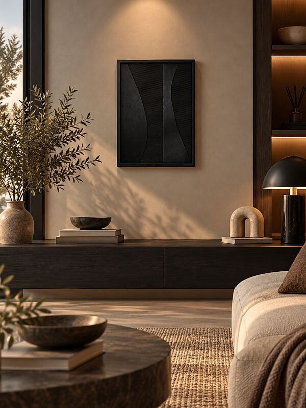 Abstract schilderij zwart modern en stijlvol, Ophalen of Verzenden