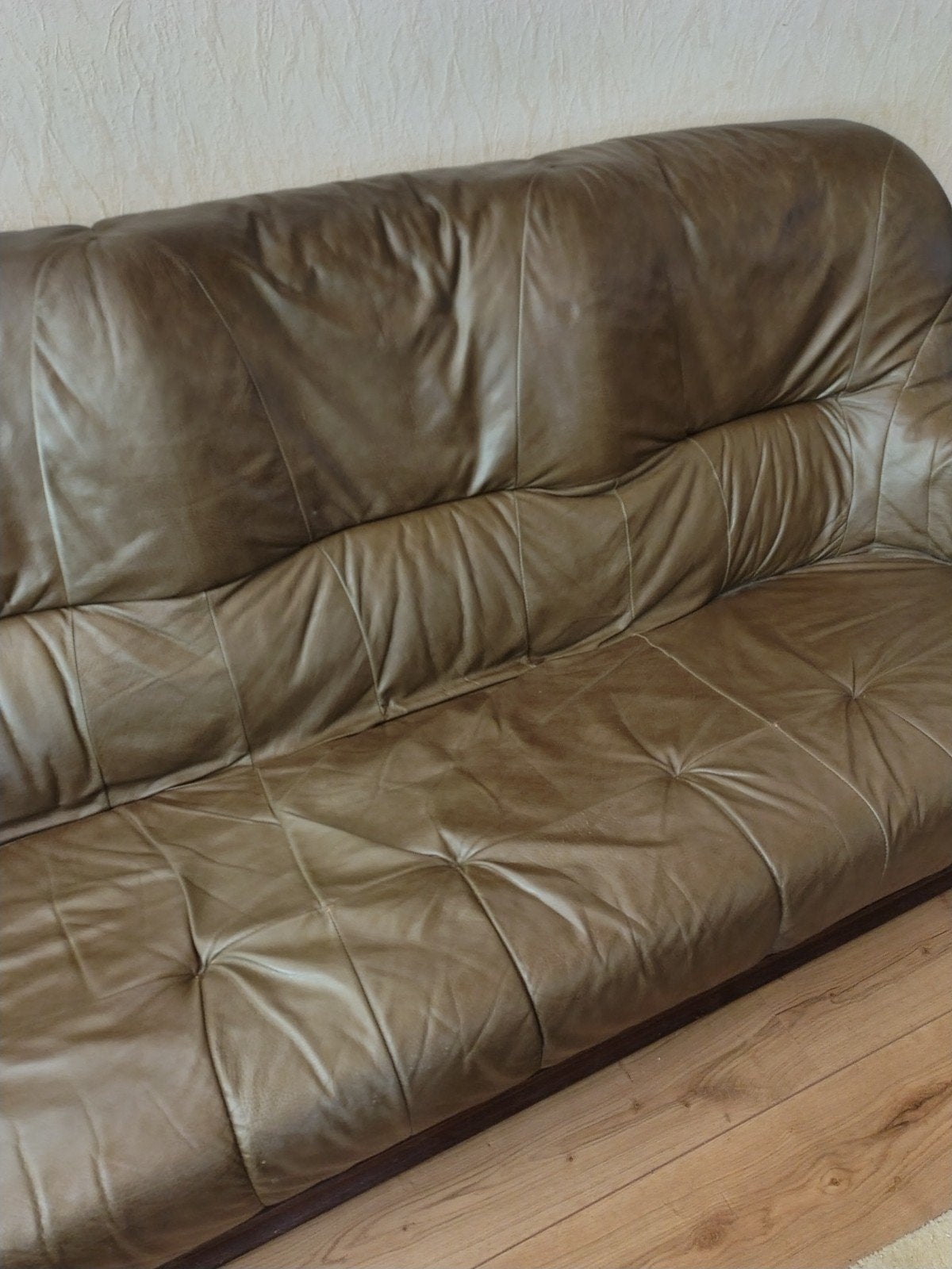 Zwaar eiken met leer bankstel, Ophalen, Gebruikt, 75 tot 100 cm, Leer