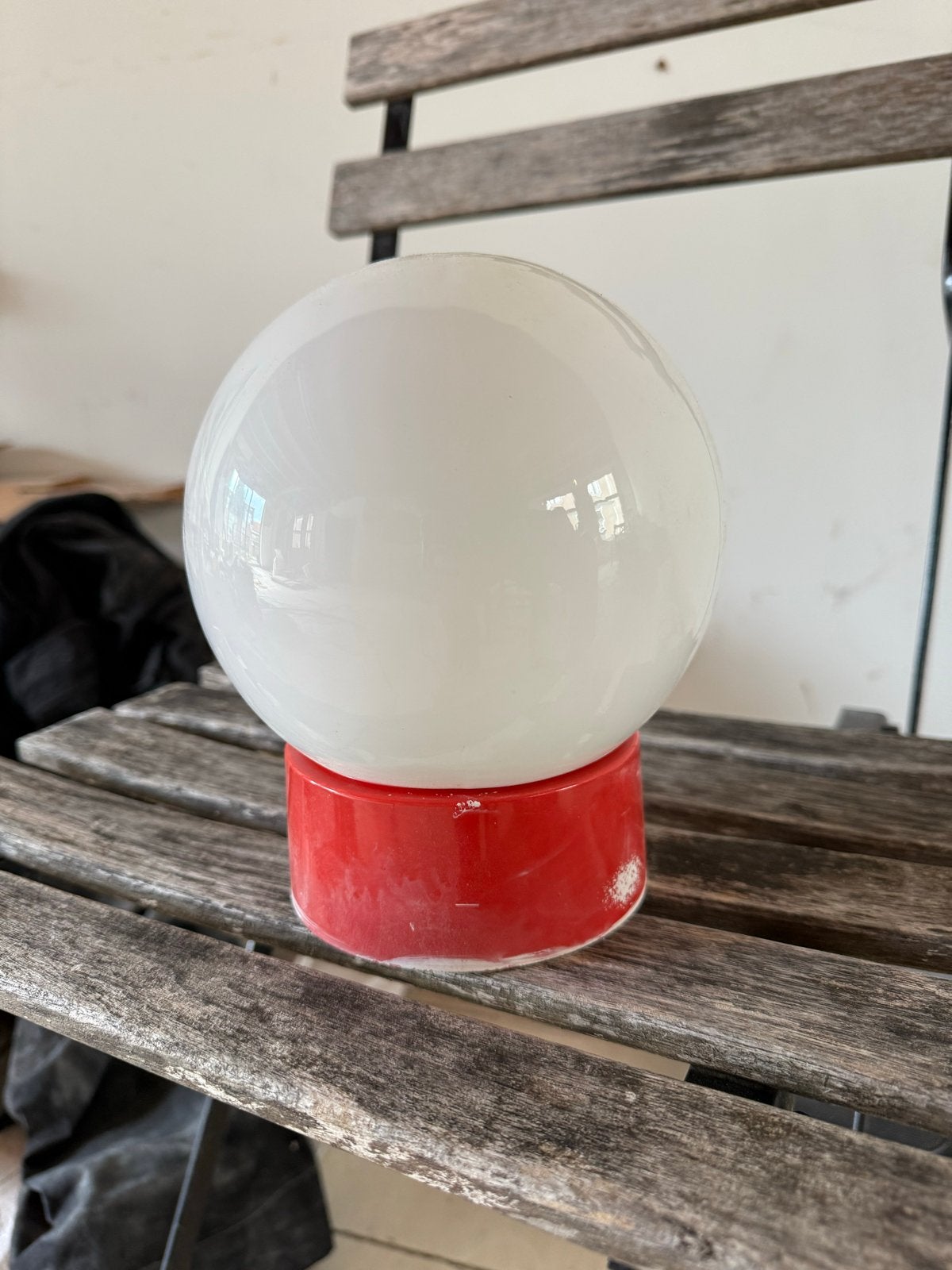 Klassieke bollamp van melkglas, Ophalen, Wit, Gebruikt, Glas