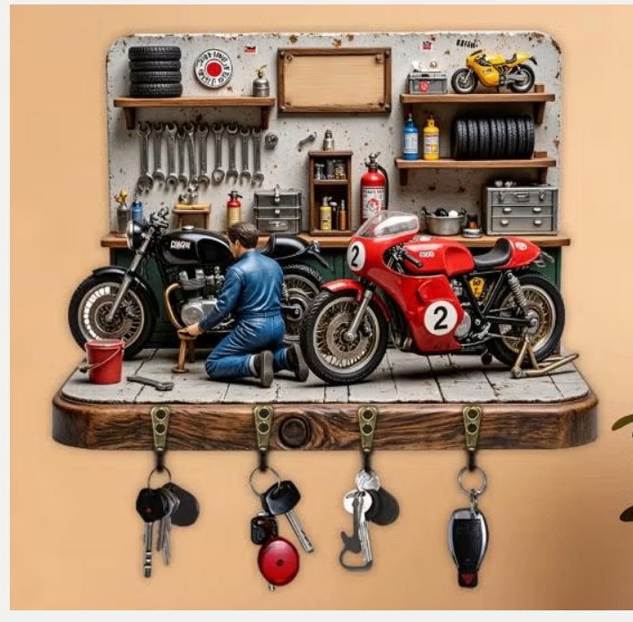 Prachtig metalen sleutelrek Motor Garage (30x23cm) Nieuw., Ophalen of Verzenden, Nieuw