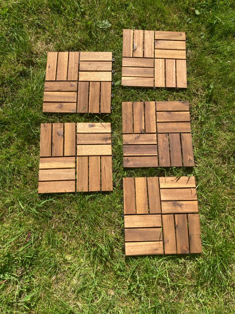 Houten terrastegels (5 stuks), Tuin en Terras, Terrasdelen en Vlonders, Ophalen of Verzenden, Zo goed als nieuw, Hout