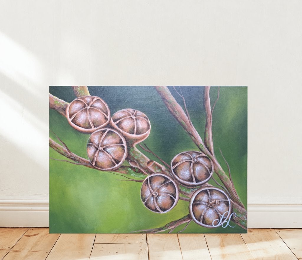Handmade Acrylic Botanical Painting (40x30 cm), Acrylverf, Impressionistisch, Landschap, Gesigneerd
