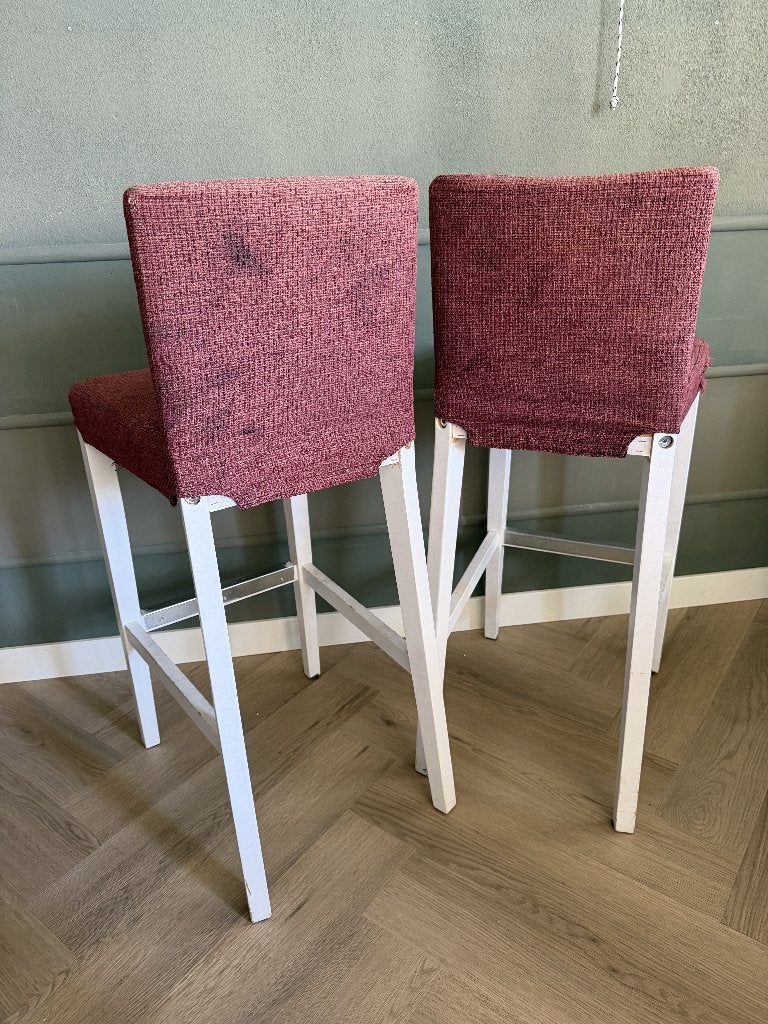 2 retro barkrukken, Huis en Inrichting, Barkrukken, Ophalen, Gebruikt, Met voetsteun, 60 tot 90 cm