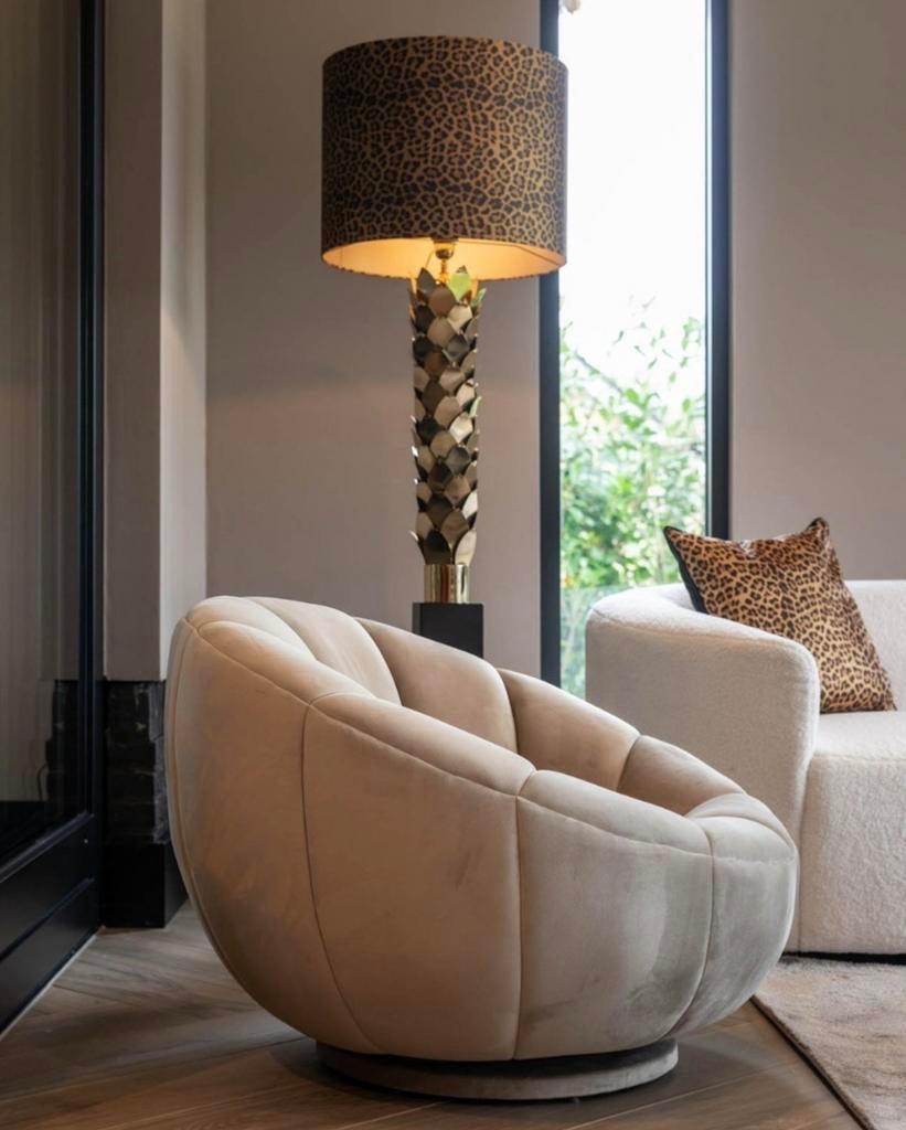 Draai Fauteuil kendall Khaki -  Richmond Interiors, Huis en Inrichting, Fauteuils, Zo goed als nieuw, Stof, 75 tot 100 cm, Ophalen