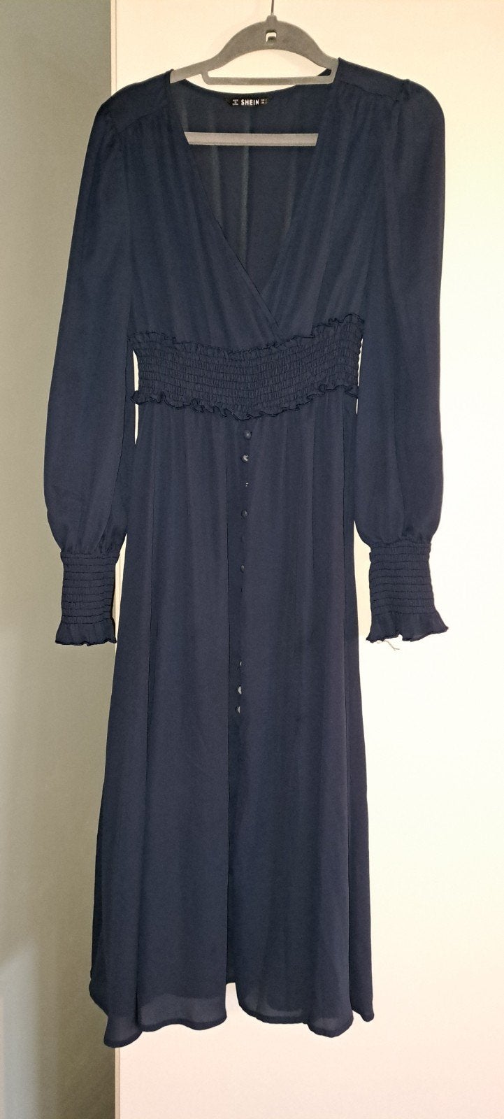 Blauwe Lange Jurk Maat S - Shein, Blauw, Ophalen of Verzenden, Maat 36 (S), Gedragen