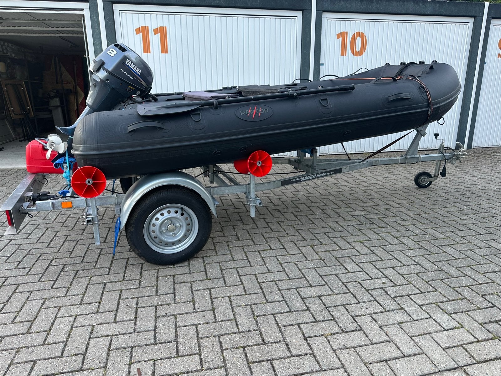 Raptor X-TREME 330–Alu vloer + 8pk Yamaha(1jr gar), Watersport en Boten, Ophalen, Yamaha, Aluminium, 8 pk