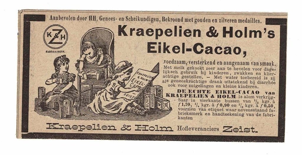 Eikel-Cacao KRAEPELLEN & HOLM's Hofleveranciers ZEIST 1894, Verzenden, Zo goed als nieuw, Overige typen