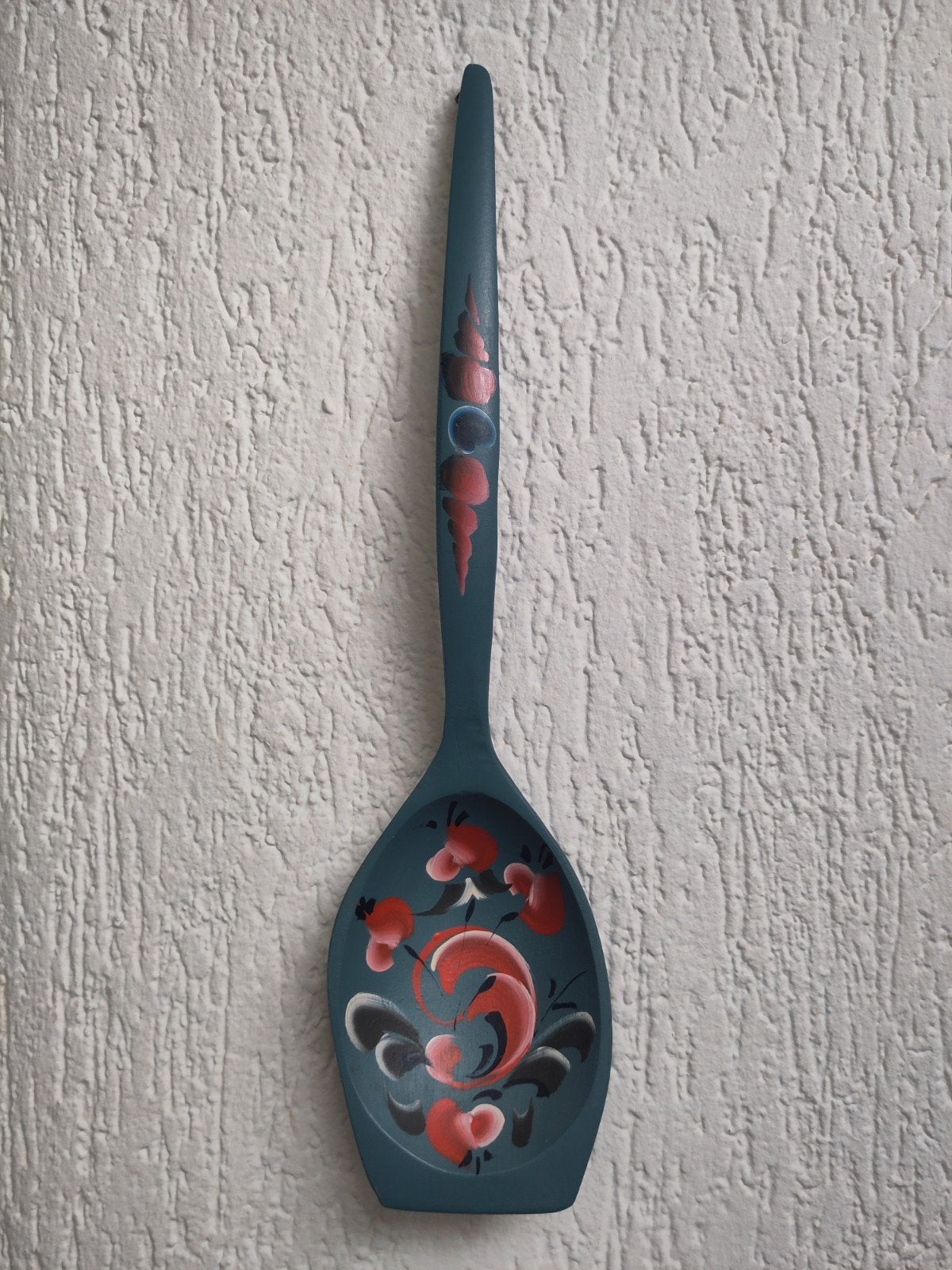 Scandinavische gedecoreerde lepel, 9 cm, Wandhanger, Hout, Ophalen of Verzenden