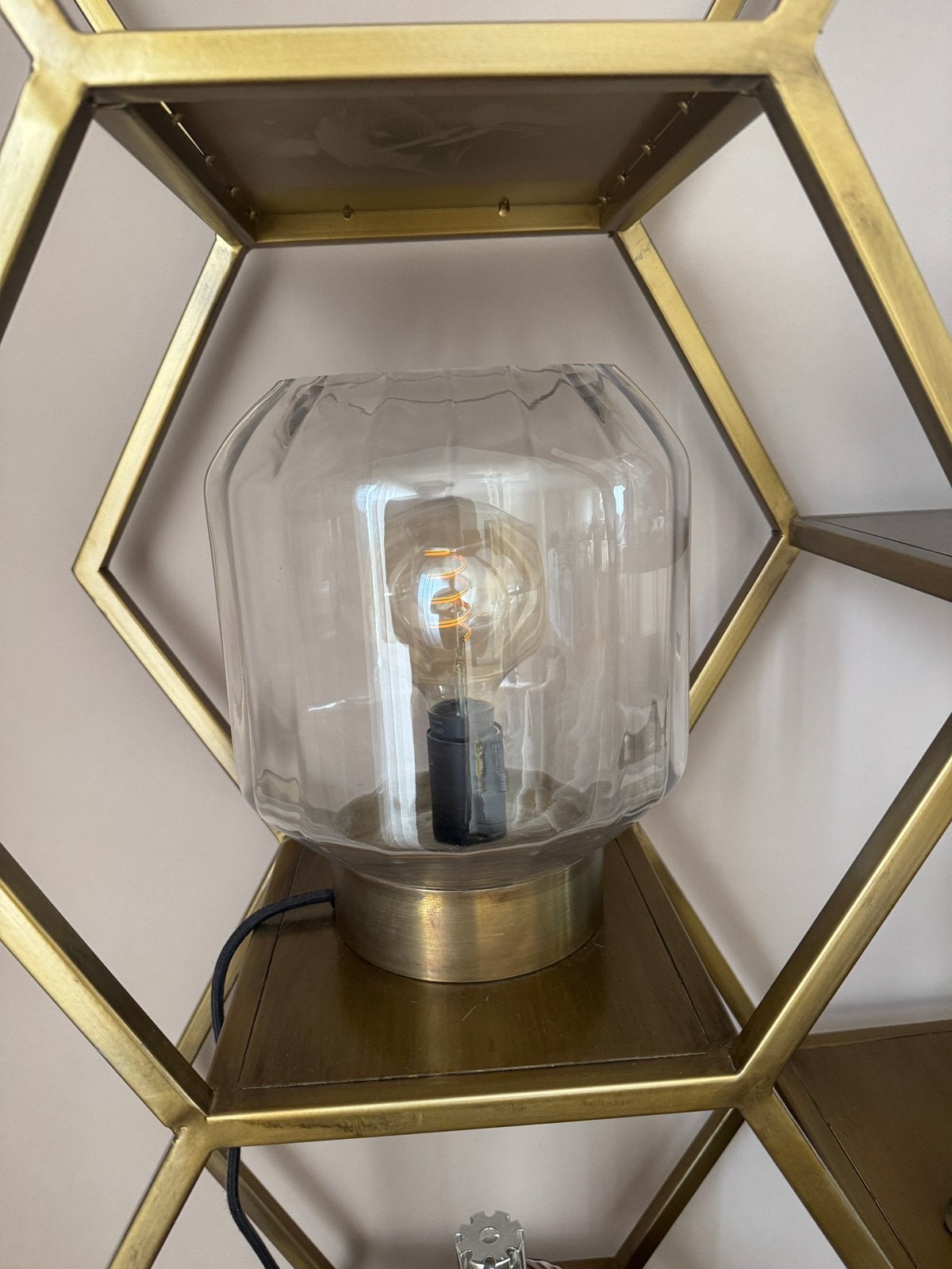 Light & Living lamp met glas - retro vibe (zonder lamp), Ophalen, Gebruikt, Glas