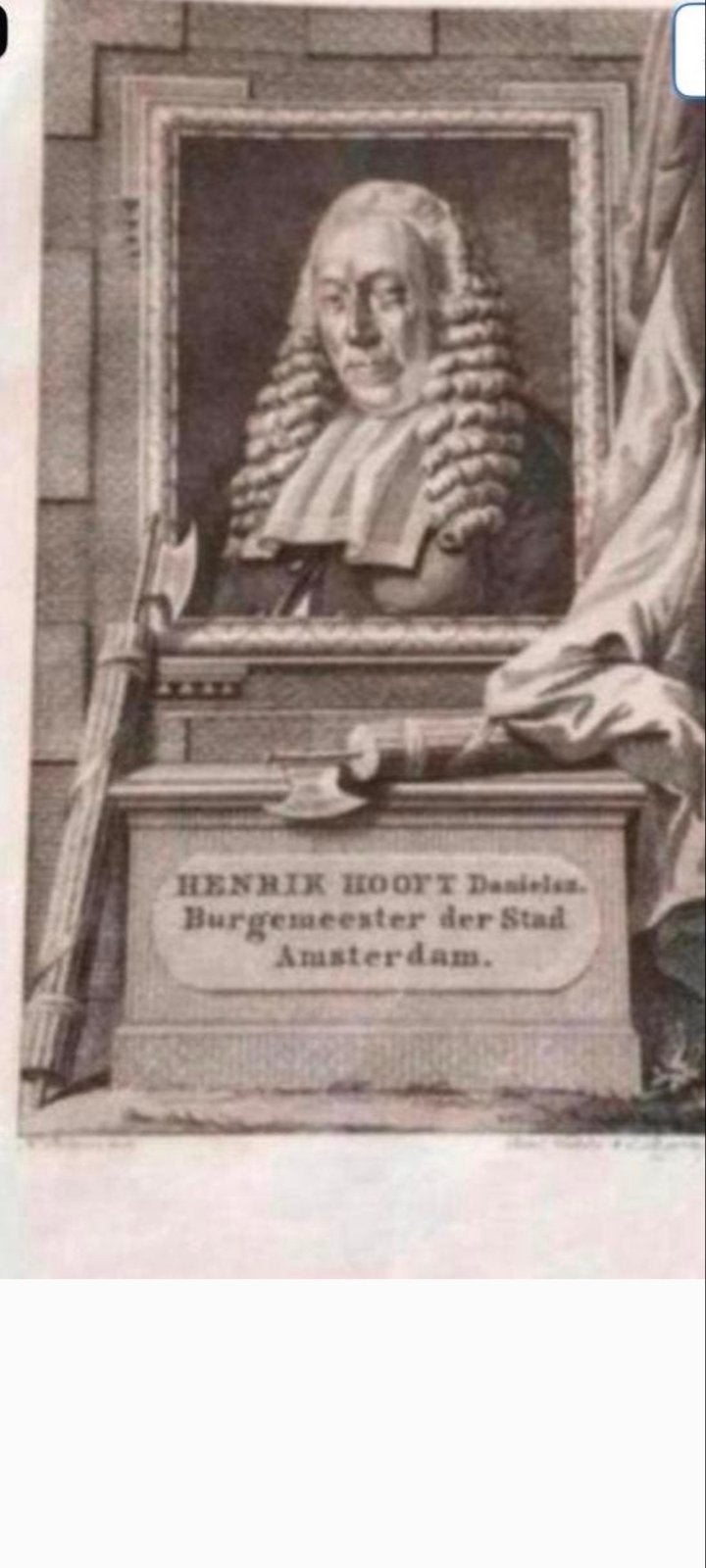 Oude Prent: Hendrik Hooft Danielsen, Burgemeester Amsterdam, Antiek en Kunst, Met tekst, Portret, Ophalen of Verzenden, Gravure