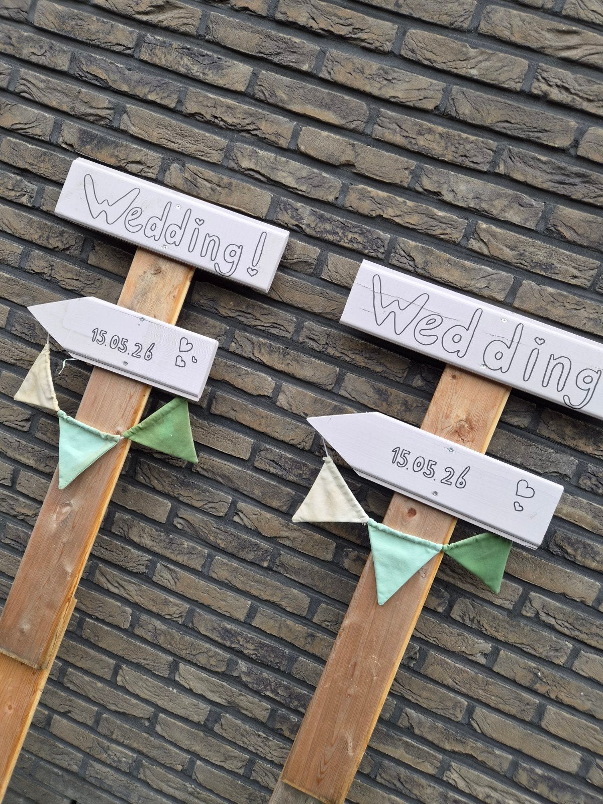 Wegwijzer bruiloft decoratie - Set van 2, Ophalen, Zo goed als nieuw, Versiering, Geboorte of Huwelijk