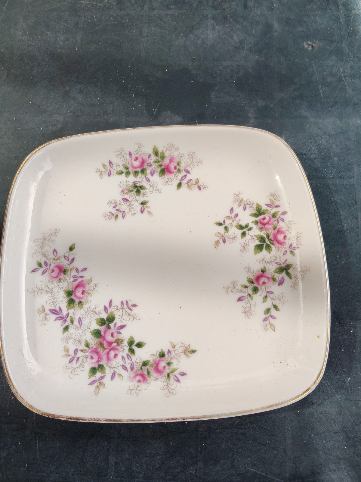 Vintage Royal Albert Moss Rose Pattern Squared Tray, Ophalen of Verzenden