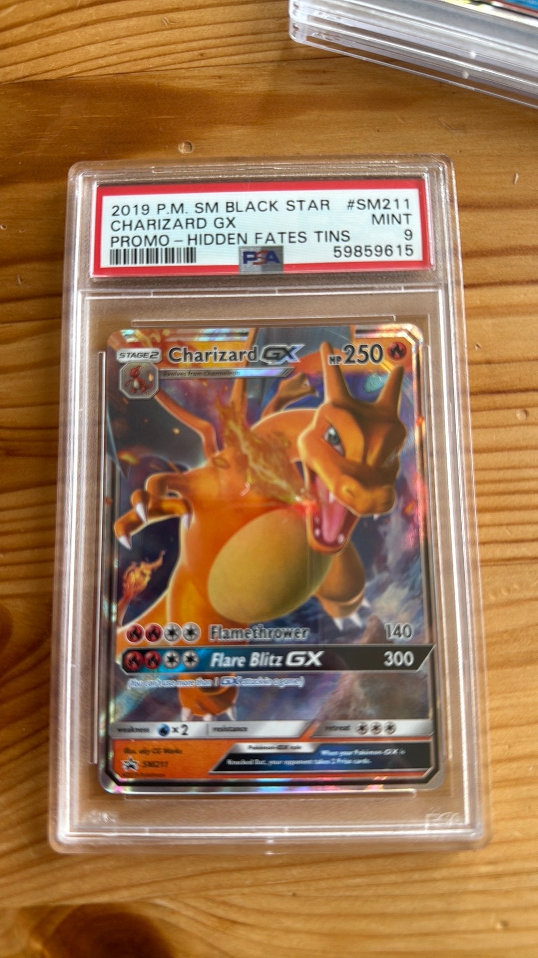 Pokemon Hidden fates 2019 charizard gx psa 9, Ophalen of Verzenden, Zo goed als nieuw