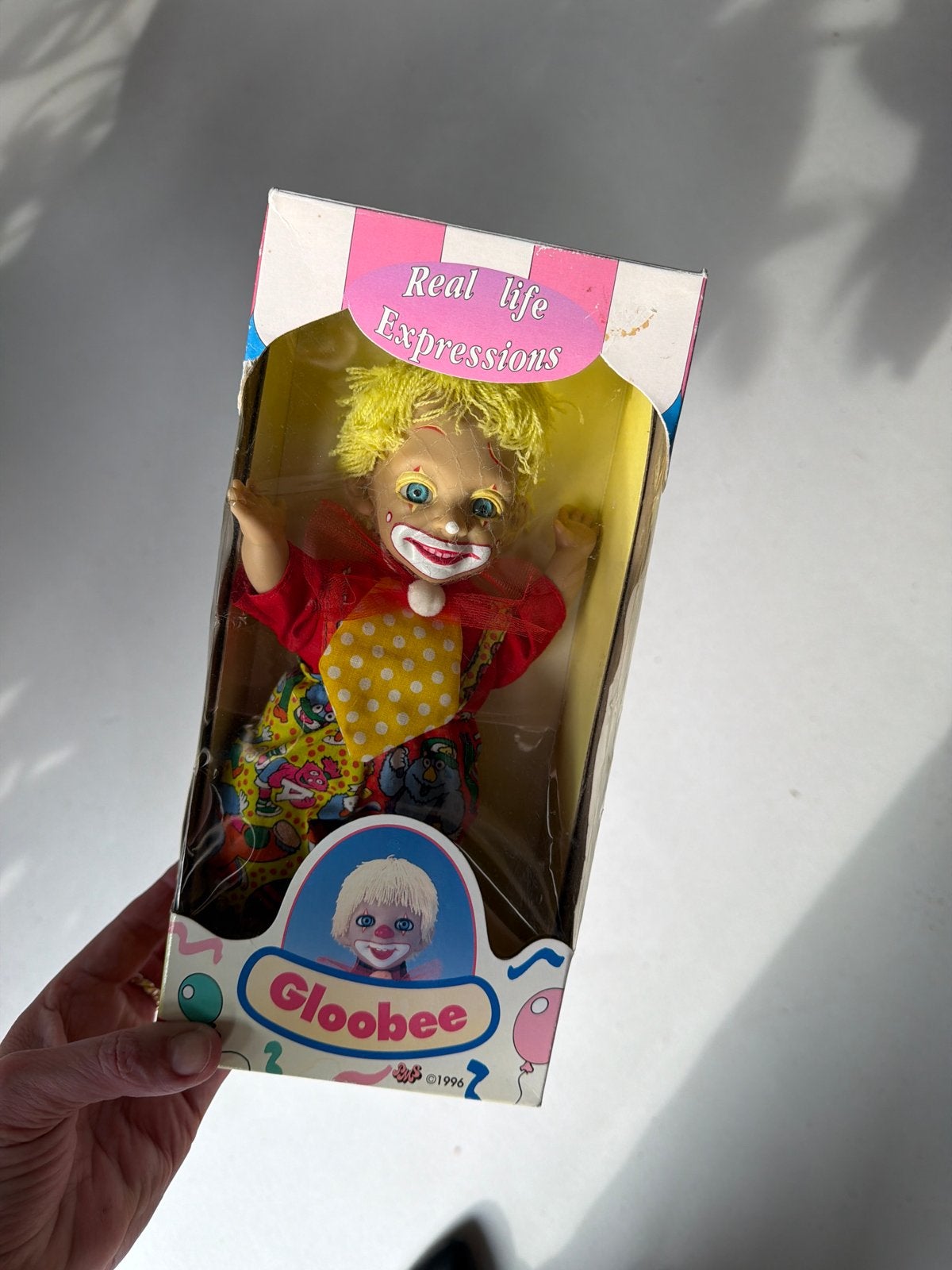 Vintage Gloobee Clown Pop 1996 MINT in doos met gezichtsnetj, Ophalen of Verzenden, Nieuw, Pop