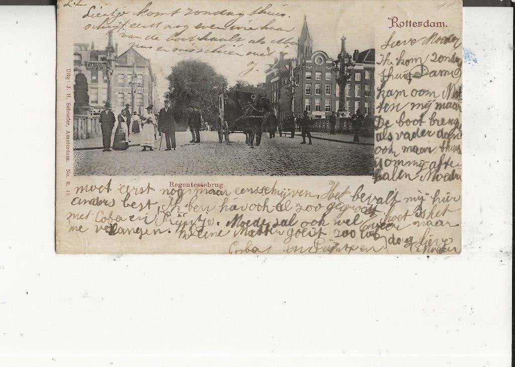 Rotterdam Regentessebrug met koets 10 sept 1901, Ophalen of Verzenden, Voor 1920, Gelopen, Zuid-Holland