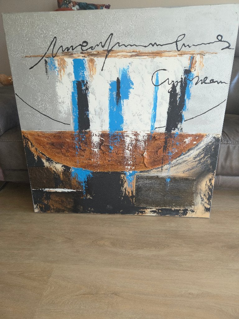 Groot modern schilderij EXPO (100x100 cm), Ophalen, Abstract, Handgeschilderd, Olieverf