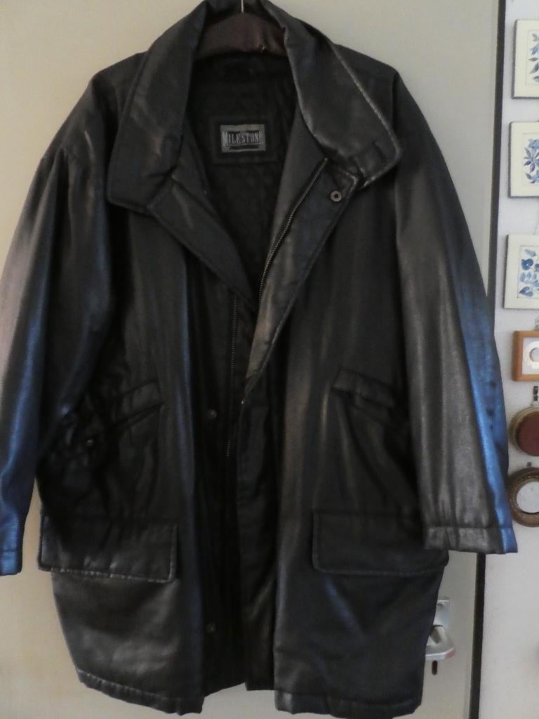 mooie donker bruin leather look jas, Milestone, maat L, Maat 52/54 (L), Bruin, Milestone, Ophalen of Verzenden