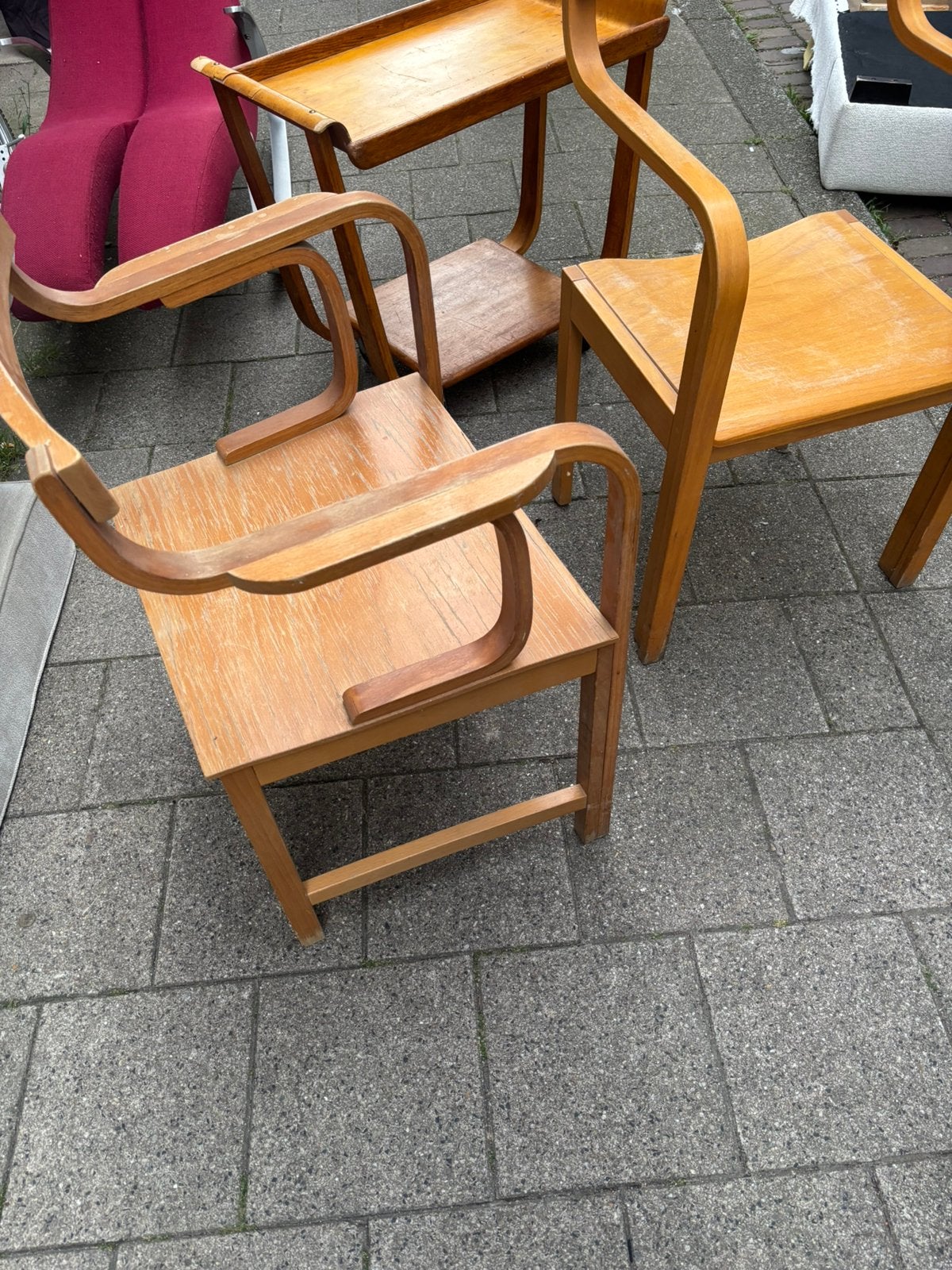 Vintage Enraf stoelen 2 stuks met voetenbankjes, Ophalen