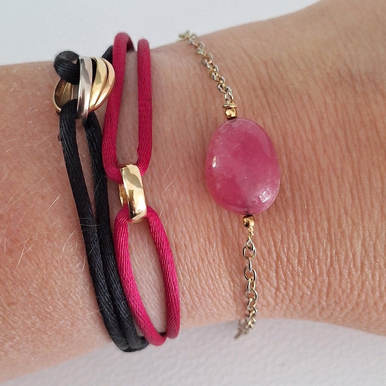 Zilveren armband Rhodoliet Zilver bracelet edelsteen sieraad, Met bedels of kralen, Nieuw, Ophalen of Verzenden, Zilver