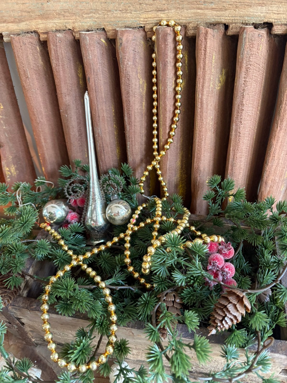 Antieke glazen kerstketting, Ophalen of Verzenden, Gebruikt