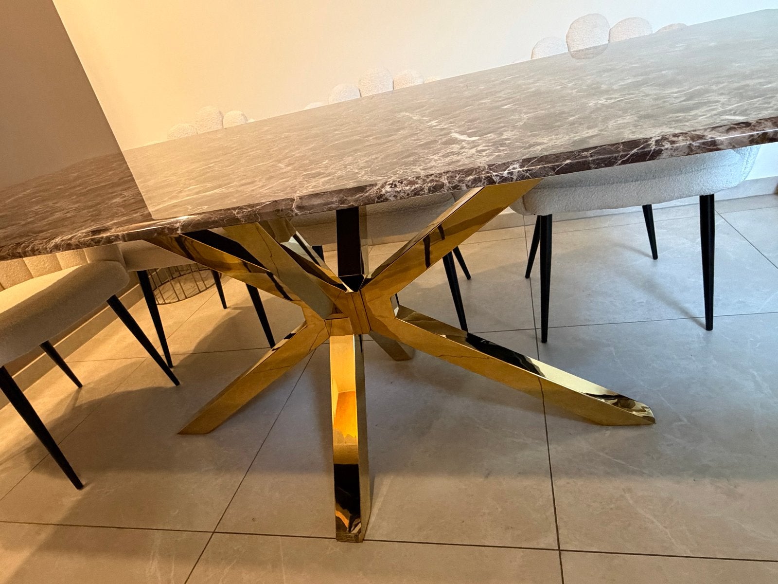Richmond Conrad Faux Marmer Eettafel 200x100cm, Ophalen, Overige materialen, 100 tot 150 cm, 200 cm of meer