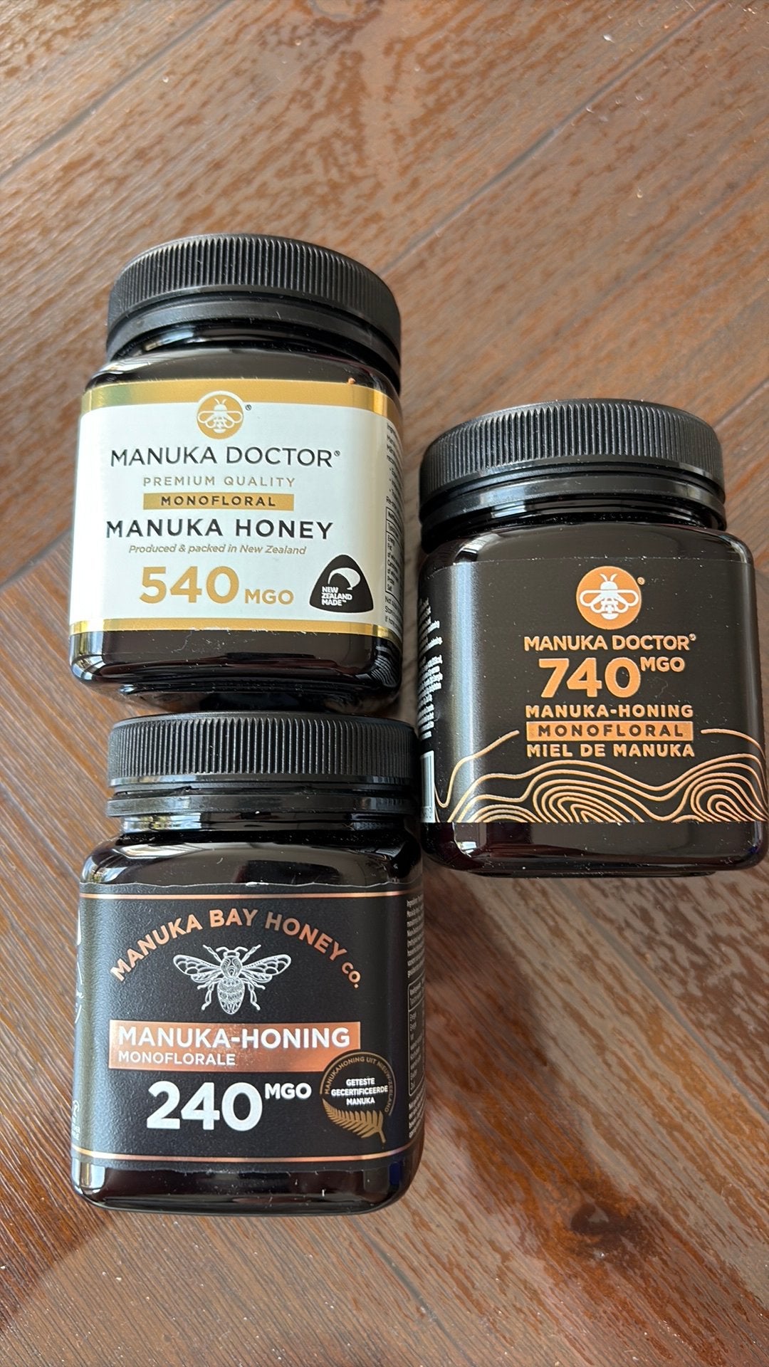 3x manuka honing 240& 540& 740mgo 250gr, Ophalen of Verzenden