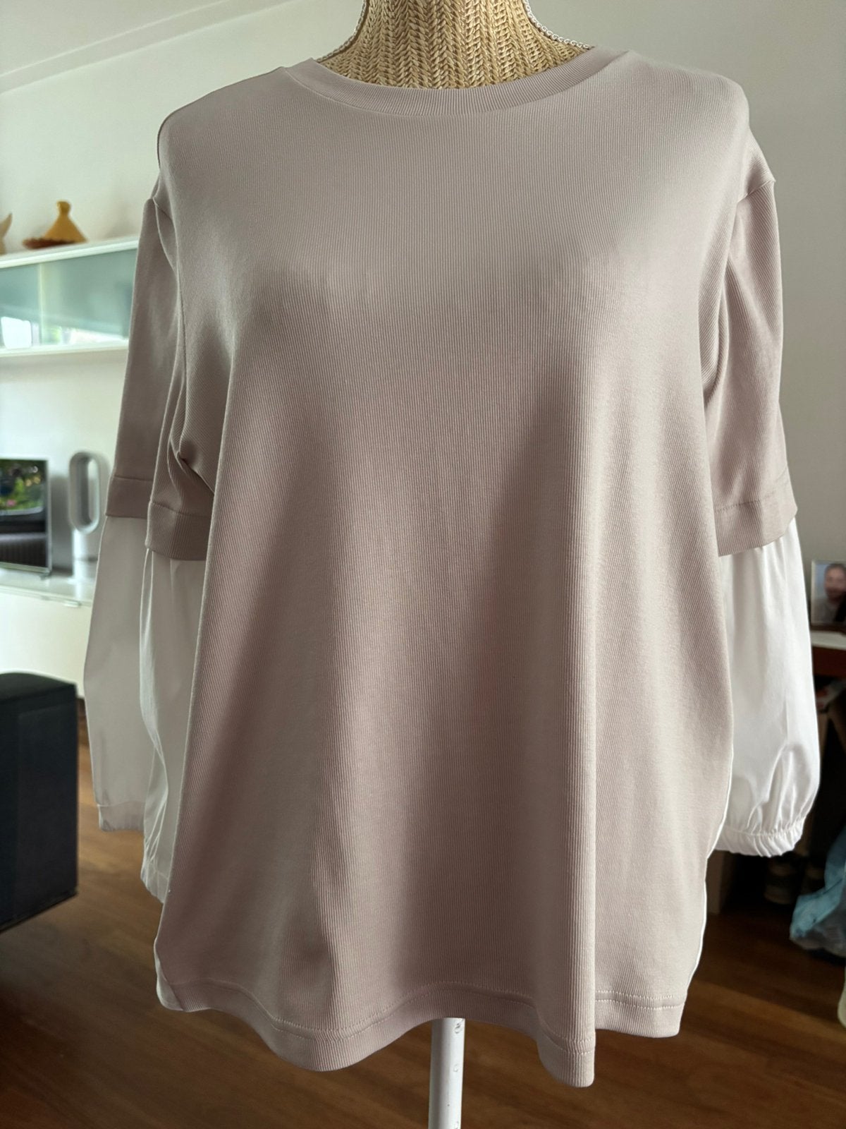 Gran Sasso Top met lange mouwen en contrasterende stof, Kleding | Dames, Beige, Maat 42/44 (L), Nieuw, Ophalen of Verzenden