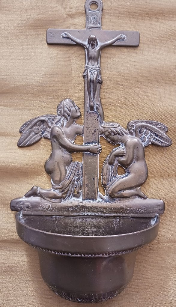 Koperen wijwaterbak wijwatervat, Antiek en Kunst, Ophalen of Verzenden
