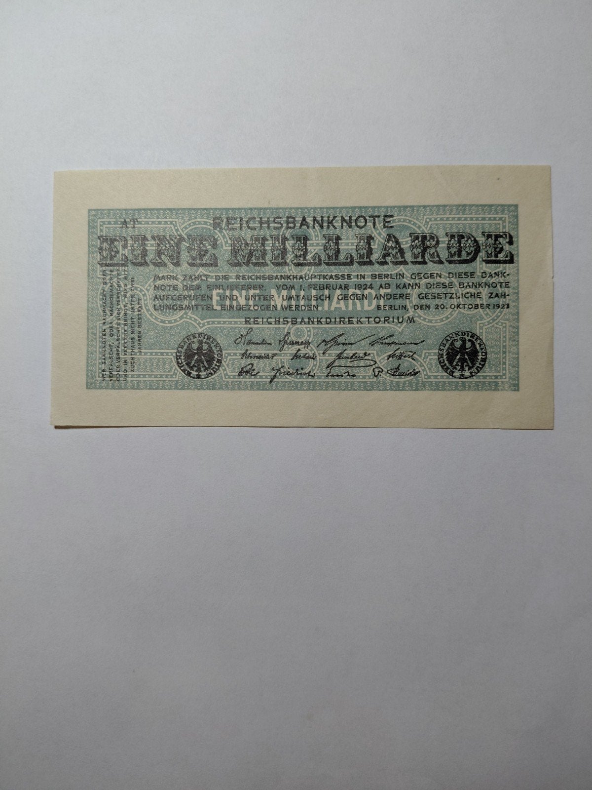 Duitse 1 miljarde mark 1923, Postzegels en Munten, Bankbiljetten | Europa | Niet-Eurobiljetten, Ophalen of Verzenden, Duitsland