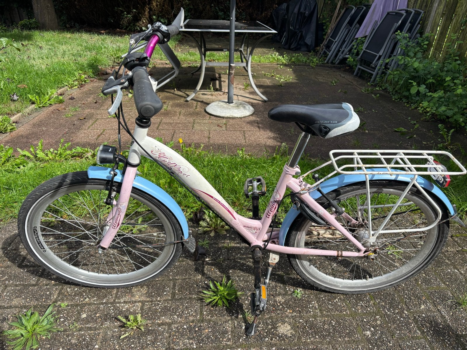 Alpina Girlpower kinderfiets - 22inch, Fietsen en Brommers, Ophalen, Gebruikt, Velgrem, Handrem