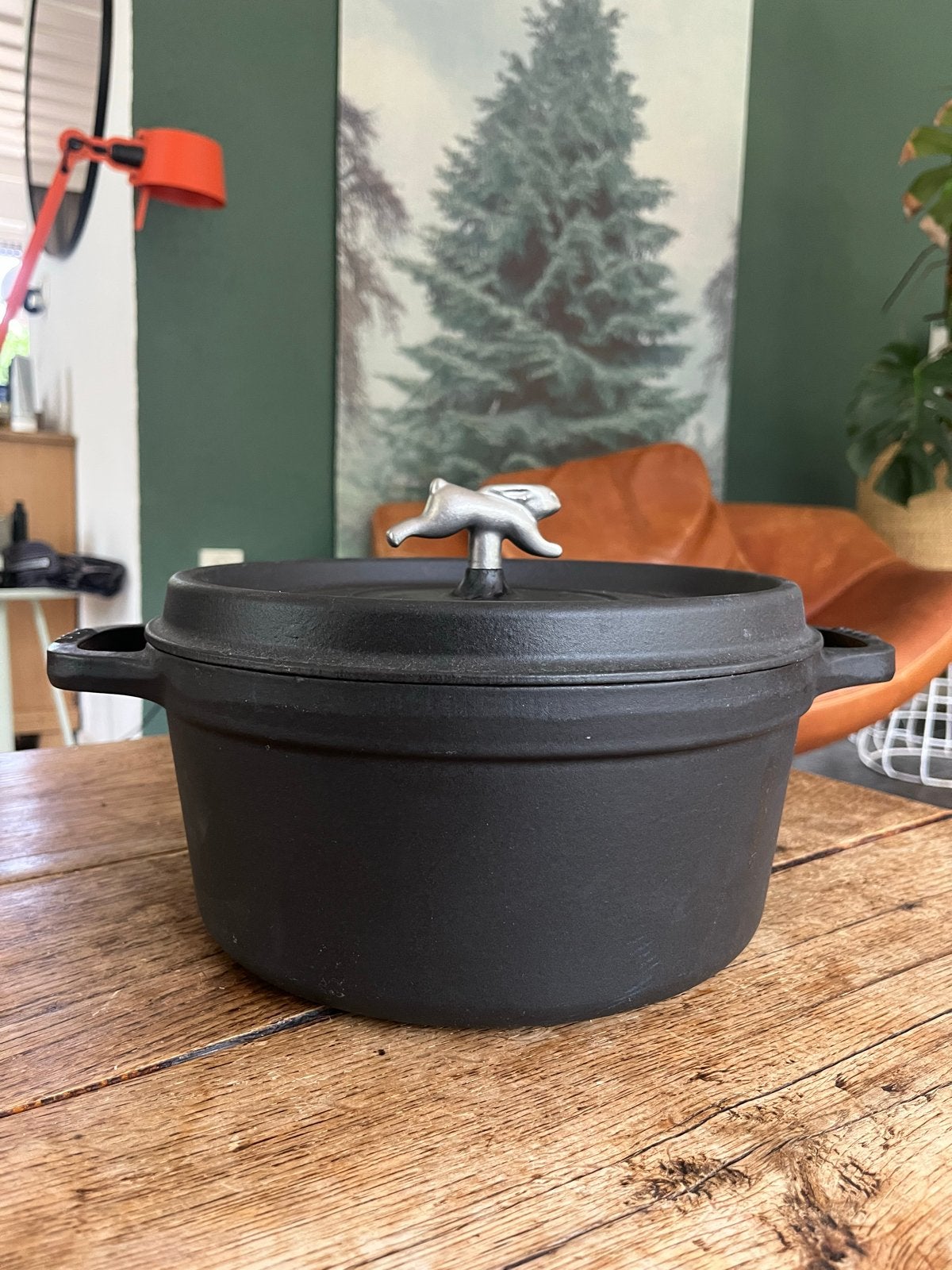 Staub Gietijzeren Braadpan - Zwart - 26cm - Konijn, Ophalen of Verzenden, Gebruikt, Gietijzer