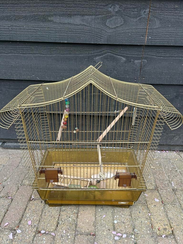 Leuke vintage vogelkooi voor parkiet of kanarie, Ophalen, Metaal, Vogelkooi
