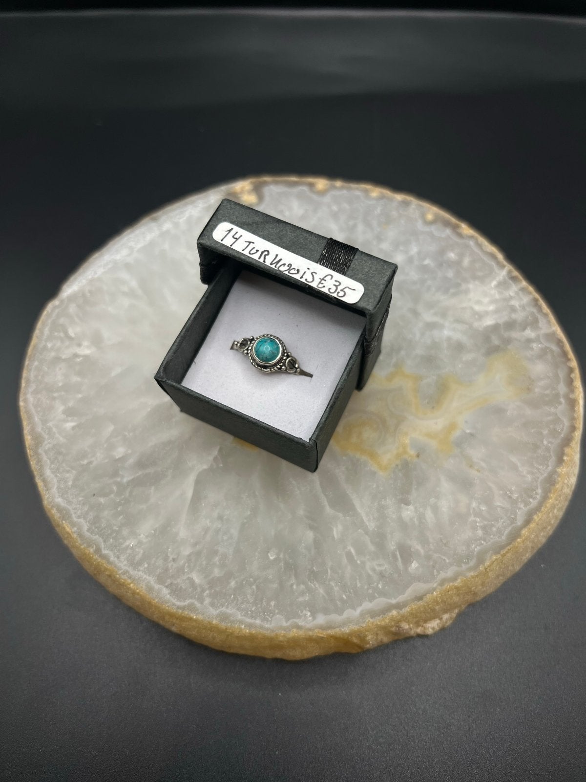 Zilveren ring met turkoois steen, maat 14, Sieraden, Tassen en Uiterlijk, Nieuw, Ophalen of Verzenden, Kleiner dan 17, X