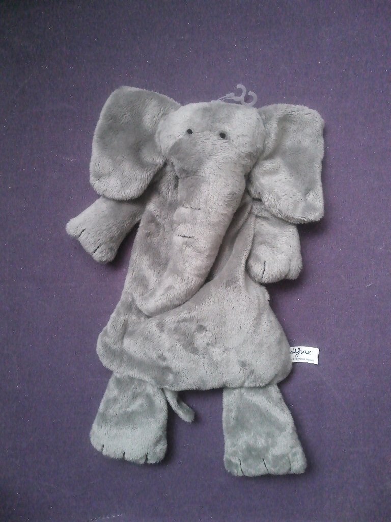 DIFRAX Knuffeldoekje OLIFANT ELLIOT. 35 CM. GRIJS **Nieuw**, Overige merken, Overige karakters, Grijs, Nieuw