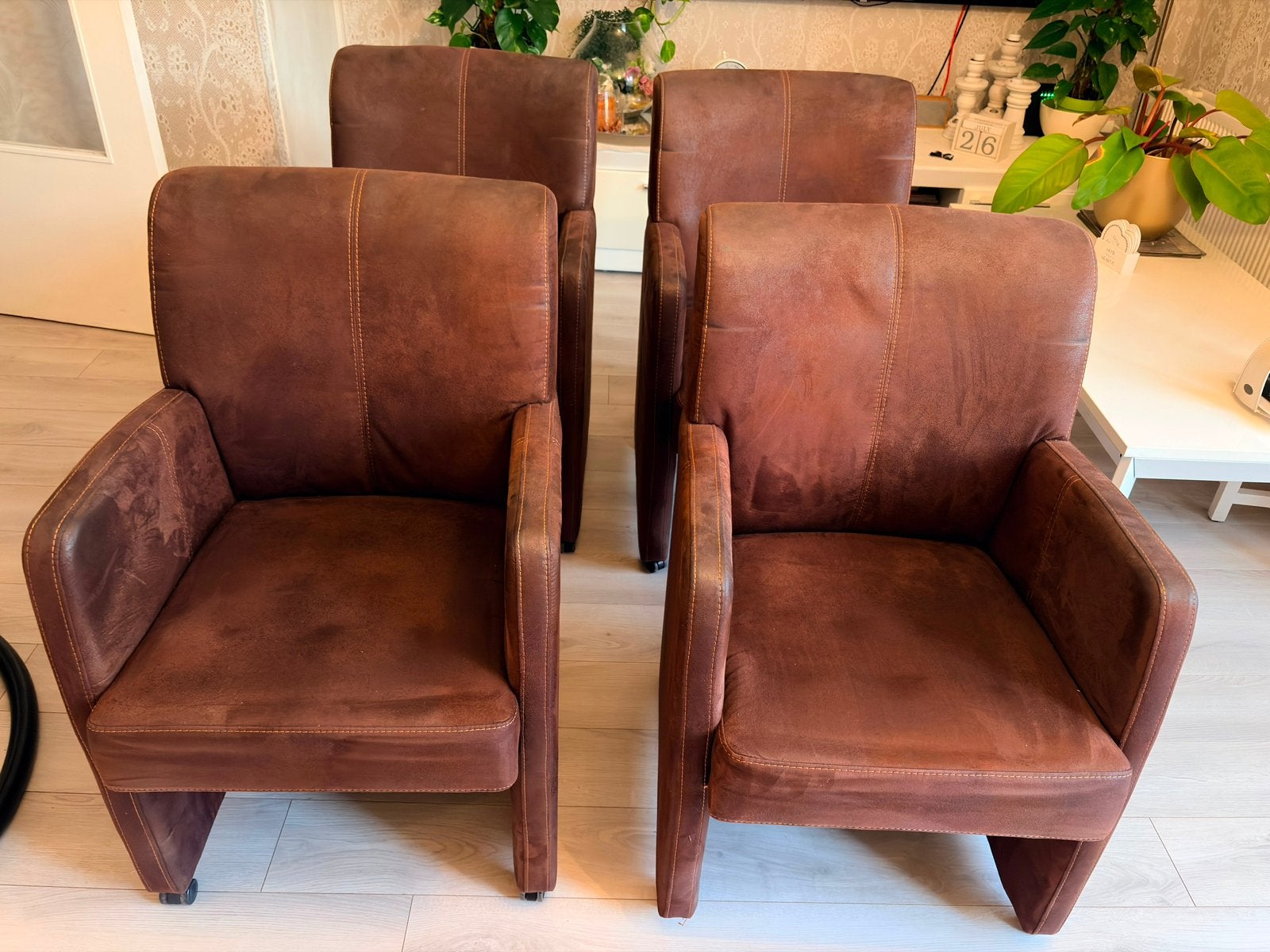 Lederen stoelen, Huis en Inrichting, Ophalen, Zo goed als nieuw