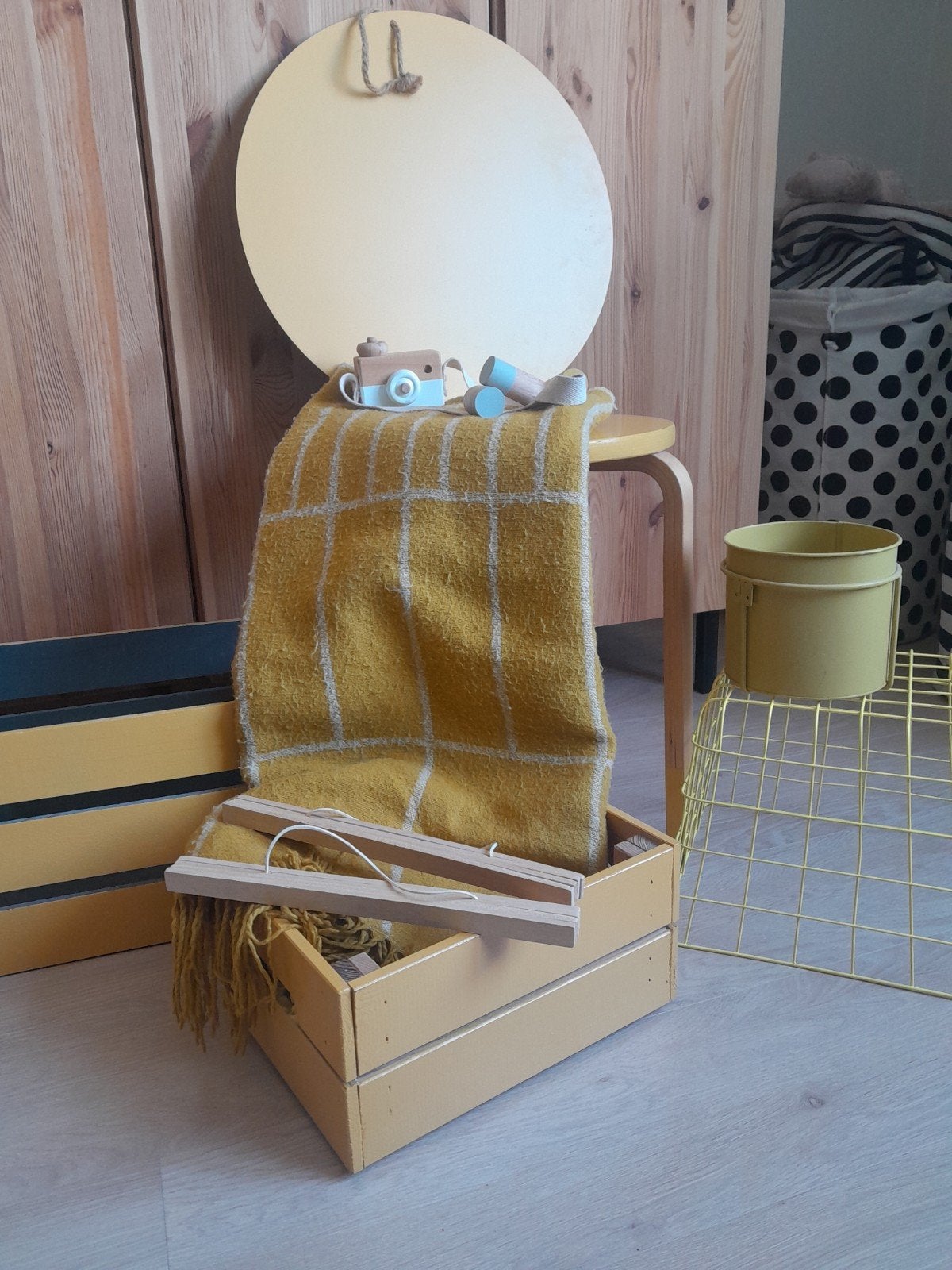 Accessoires baby- en kinderkamer okergeel, Ophalen, Gebruikt, Kleed of Kussen