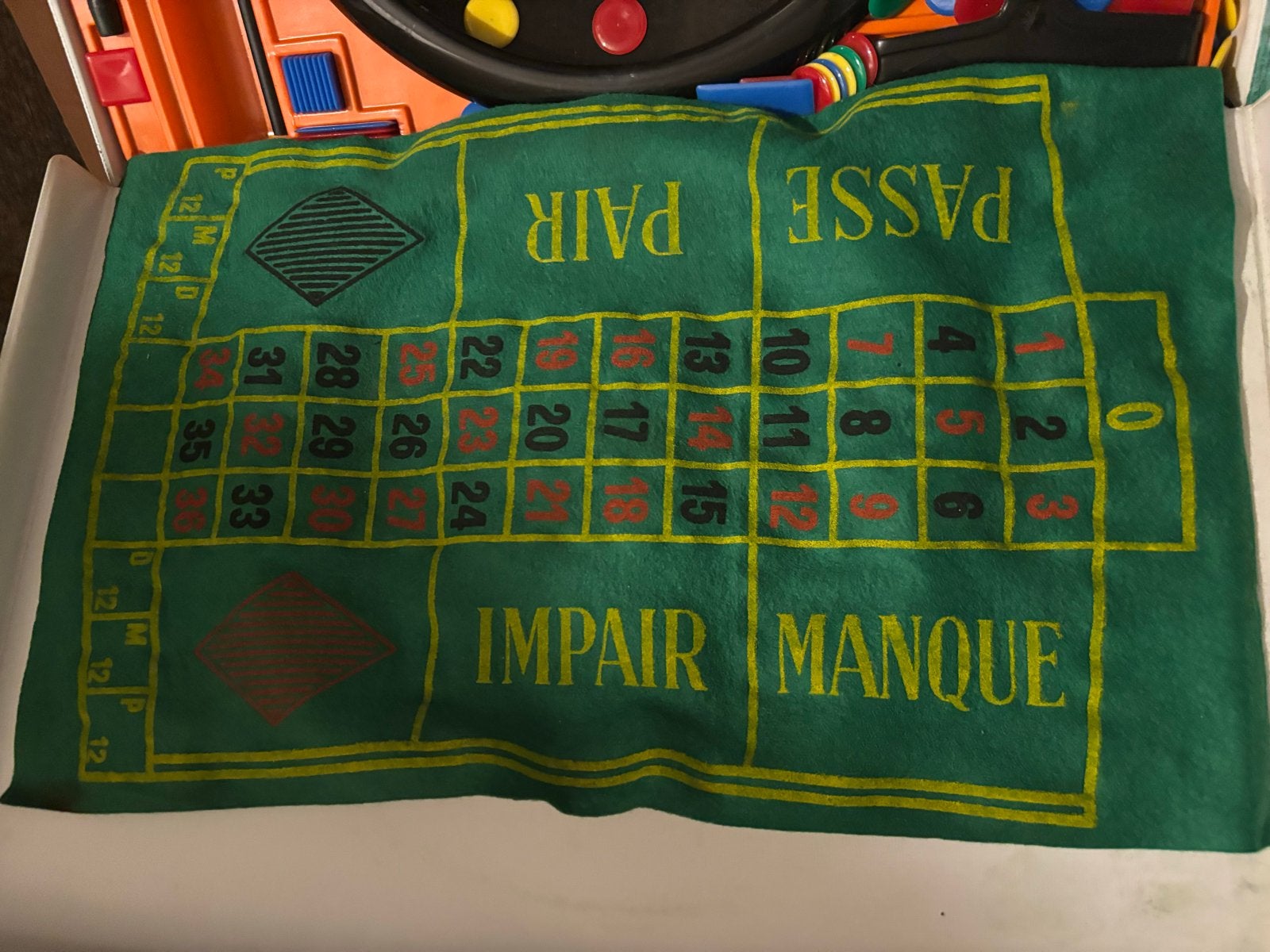 Roulette spel - Compleet met fiches en speelmat, Drie of vier spelers, Ophalen of Verzenden, Gebruikt