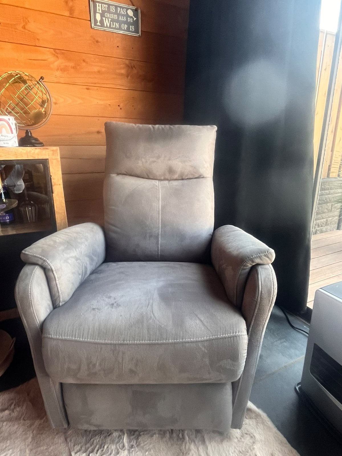 Comfortabele relaxfauteuil - Grijs elektrisch, Ophalen, Gebruikt, 100 tot 125 cm, 75 tot 100 cm
