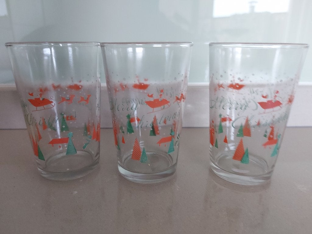 Vintage set van 3 kerstglazen., Diversen, Kerst, Ophalen of Verzenden, Nieuw