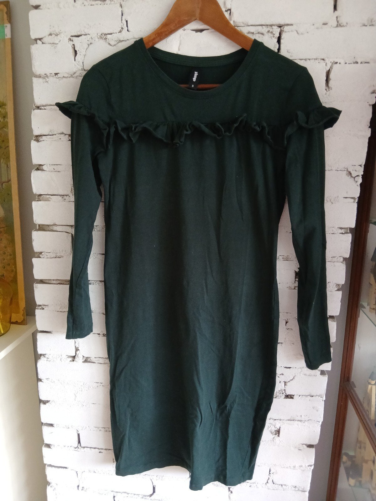 Donkergroene nauwsluitende jurk maat S Eksept shoeby, Maat 38/40 (M), Ophalen of Verzenden, Zo goed als nieuw, Knielengte