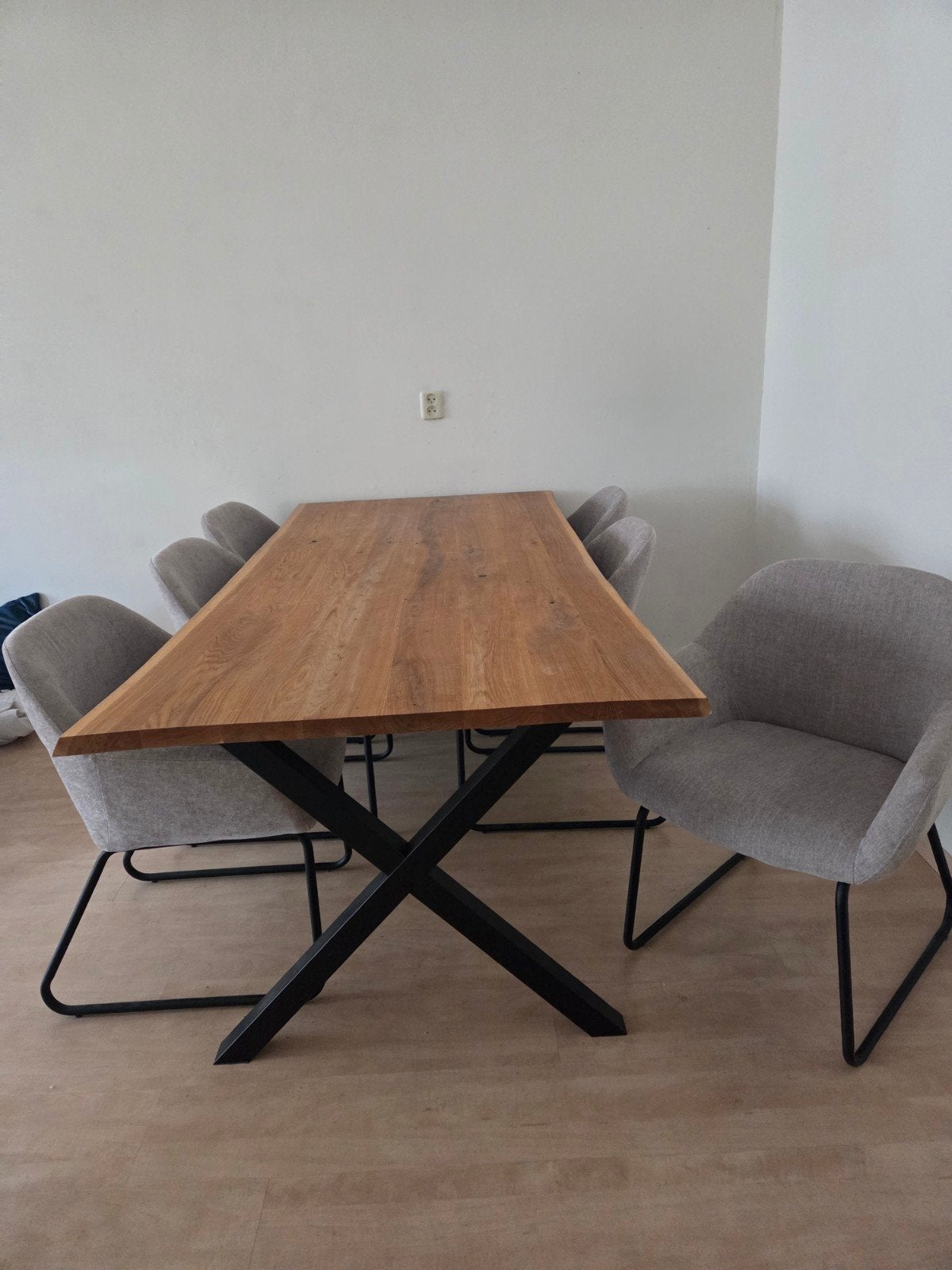Eikenhouten eettafel met 6 stoelenl, Huis en Inrichting, Ophalen, 50 tot 100 cm, Zo goed als nieuw, Vijf personen of meer