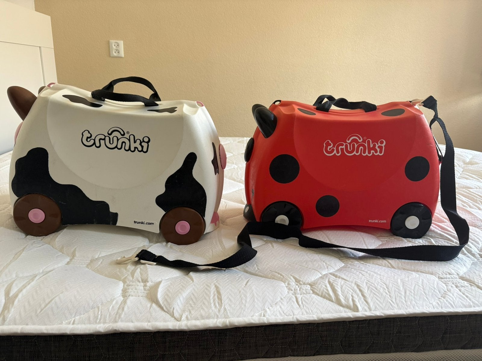 2 koffertjes van Trunki, koe en lieveheersbeestje, Ophalen, Gebruikt
