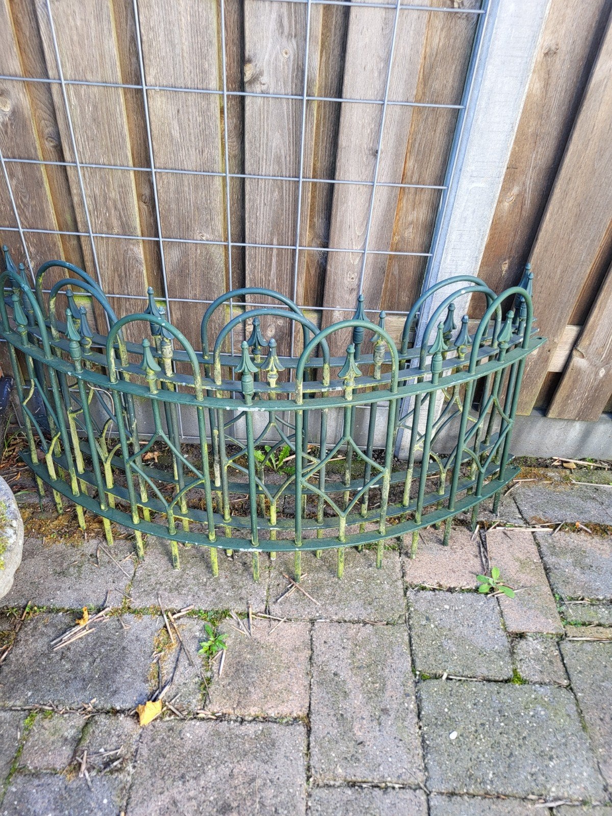 3 groene ijzeren hekken, Tuin en Terras, Ophalen, Gebruikt, IJzer, Tuinhek