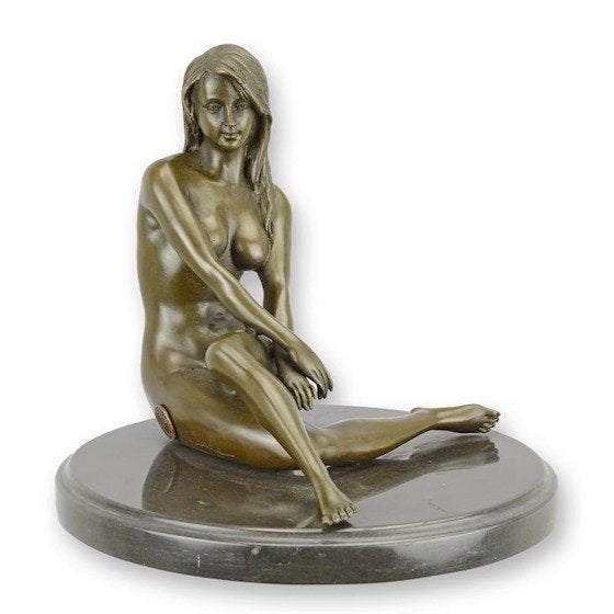 Naakte vrouw brons 17,4x19x19, Antiek en Kunst, Verzenden