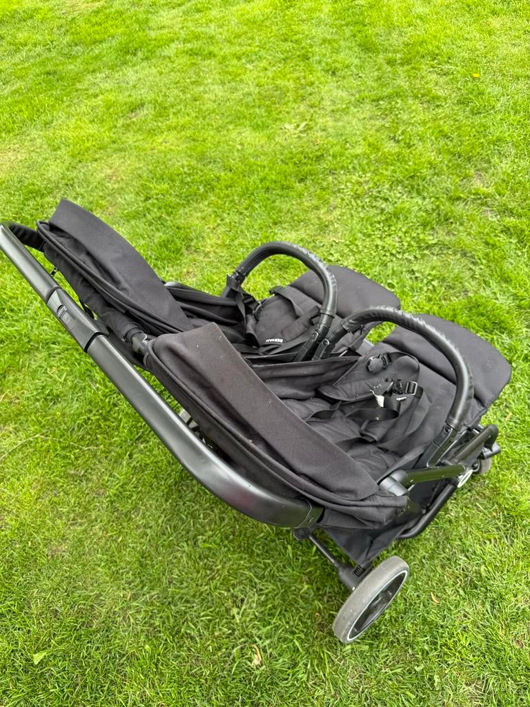 Zwarte Tweelingwagen / Duowagen - Perfect voor twee!, Gebruikt, Duowagen, Ophalen, Kinderwagen