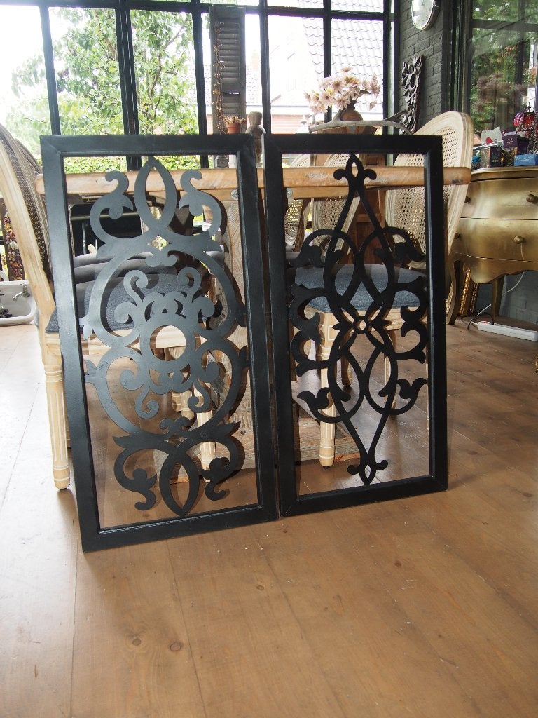 2 zwarte wandpanelen/raampanelen - 86x44 cm, Ophalen, Gebruikt, 44 cm, Zwart