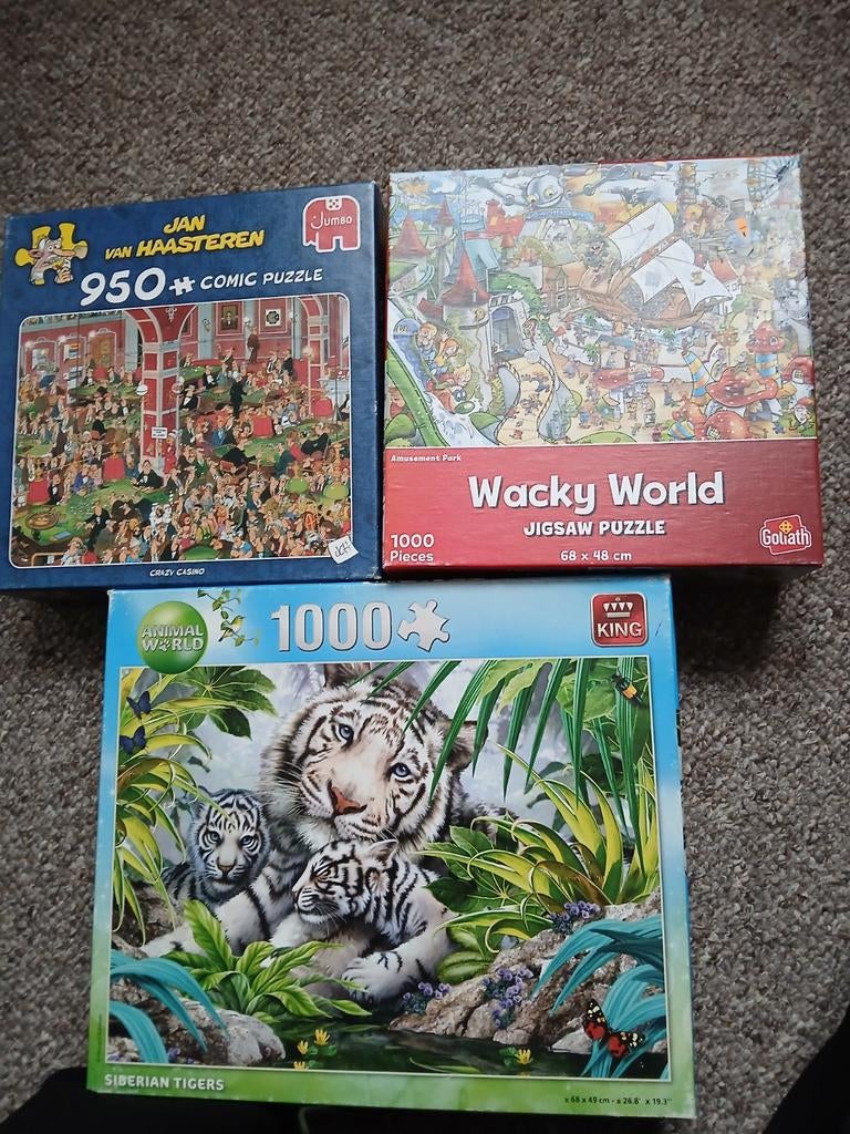 Set van 3 puzzels, Ophalen, 500 t/m 1500 stukjes, Zo goed als nieuw