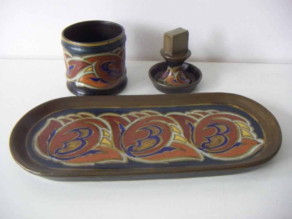 Zuid Holland Gouda plateel keramiek mini rookstel jr.1927., Antiek en Kunst, Ophalen of Verzenden